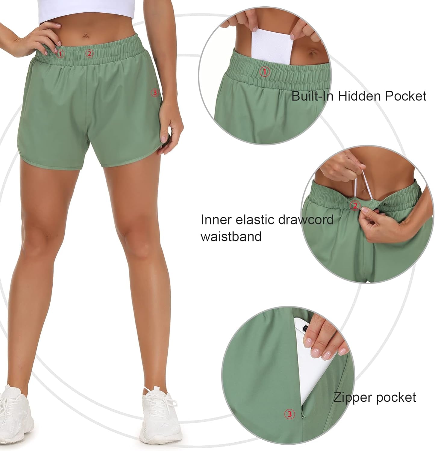 "Stay Cool and Stylish with Our Quick-Dry Women'S Workout Shorts - Featuring Convenient Zipper Pockets!"