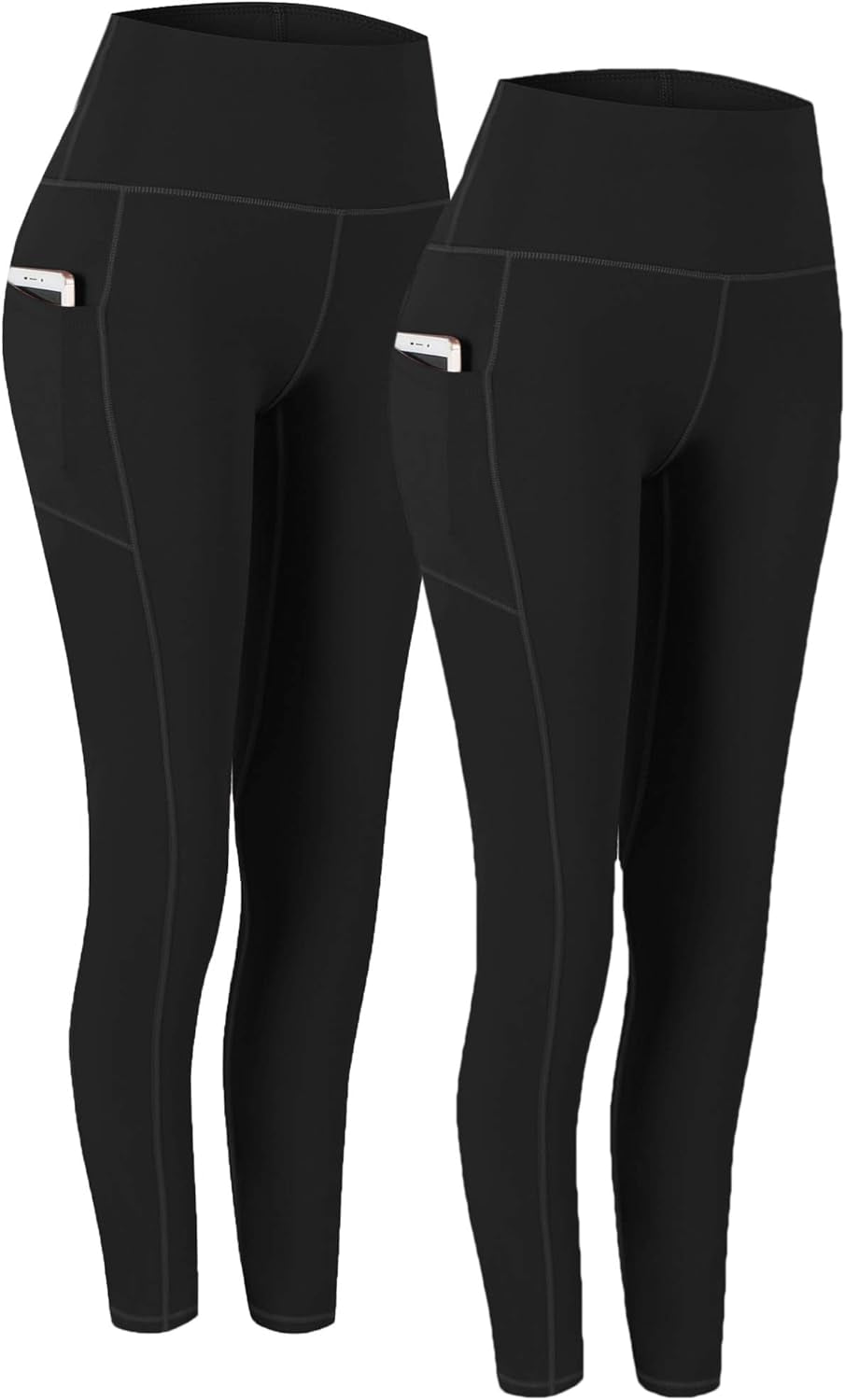 "Ultimate Comfort and Style: 2 Pack High Waist Yoga Pants with Tummy Control and Convenient Pockets - Perfect for Workouts and Running!"