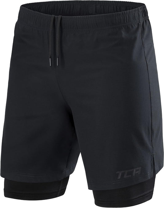 "Ultimate Performance Men'S 2-In-1 Running Shorts with Built-In Compression and Secure Zip Pocket"