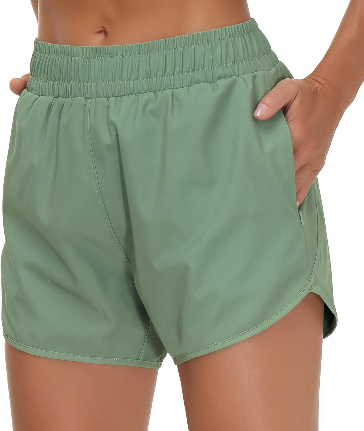 "Stay Cool and Stylish with Our Quick-Dry Women'S Workout Shorts - Featuring Convenient Zipper Pockets!"