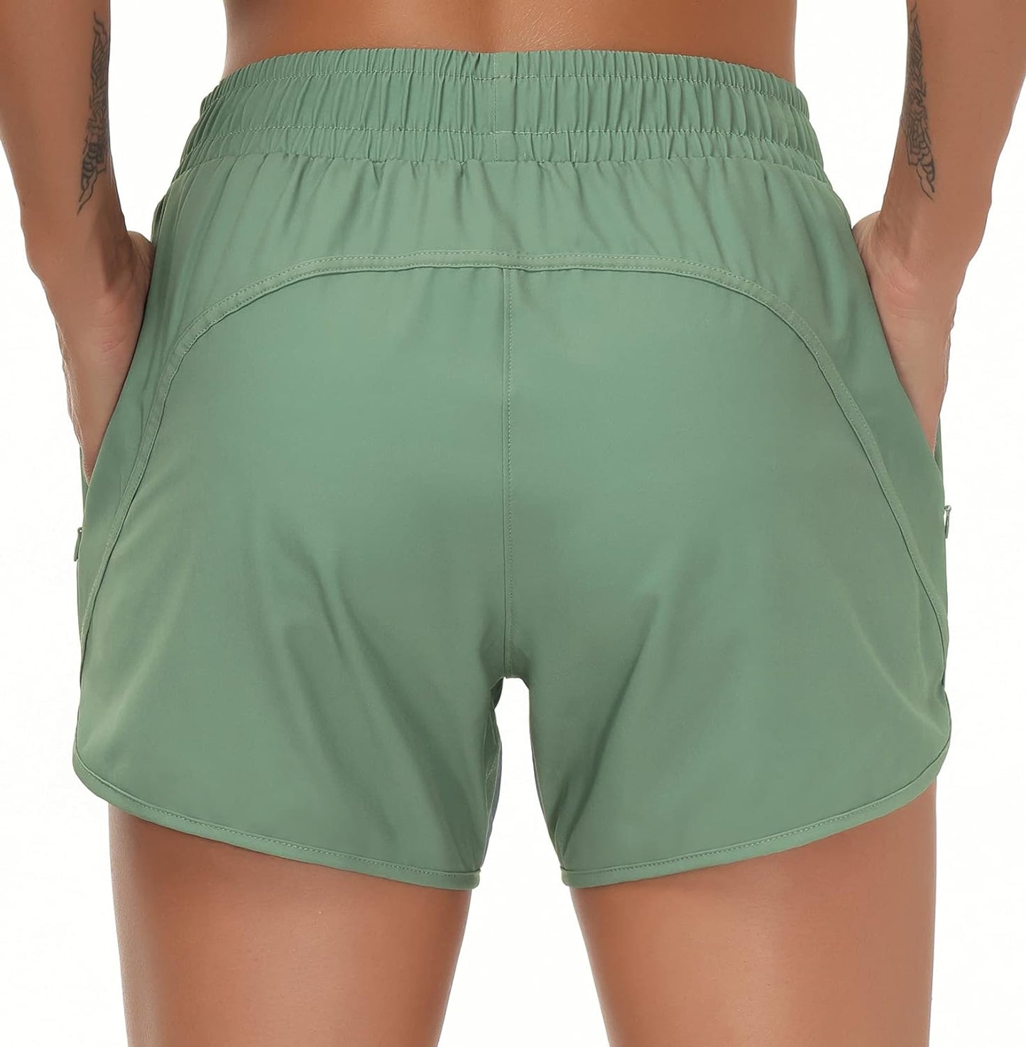 "Stay Cool and Stylish with Our Quick-Dry Women'S Workout Shorts - Featuring Convenient Zipper Pockets!"