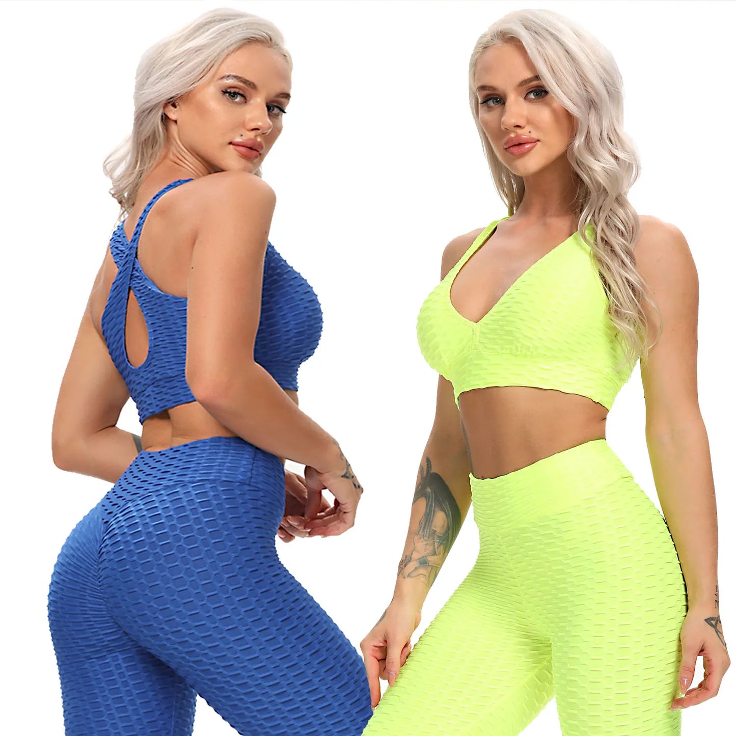 "Ultimate Yoga Powerhouse: Stylish Yoga Set - Sculpting Gym Top, Comfy High Waist Capri Leggings, Supportive Sports Bra - Perfect 2-Piece Athletic Wear Set"