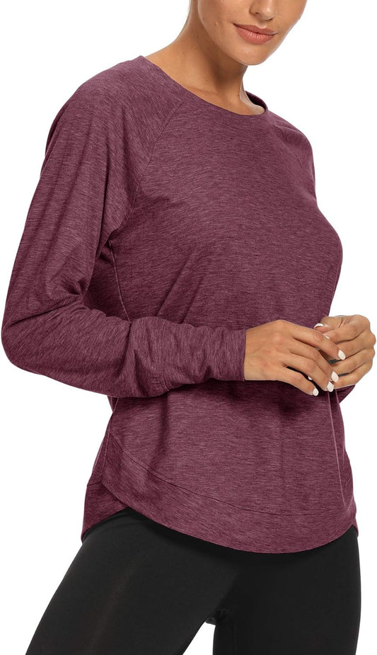 "Stay Comfortable and Stylish with Our Long Sleeve Yoga Workout Shirts for Women - Perfect for Sports, Running, and More!"